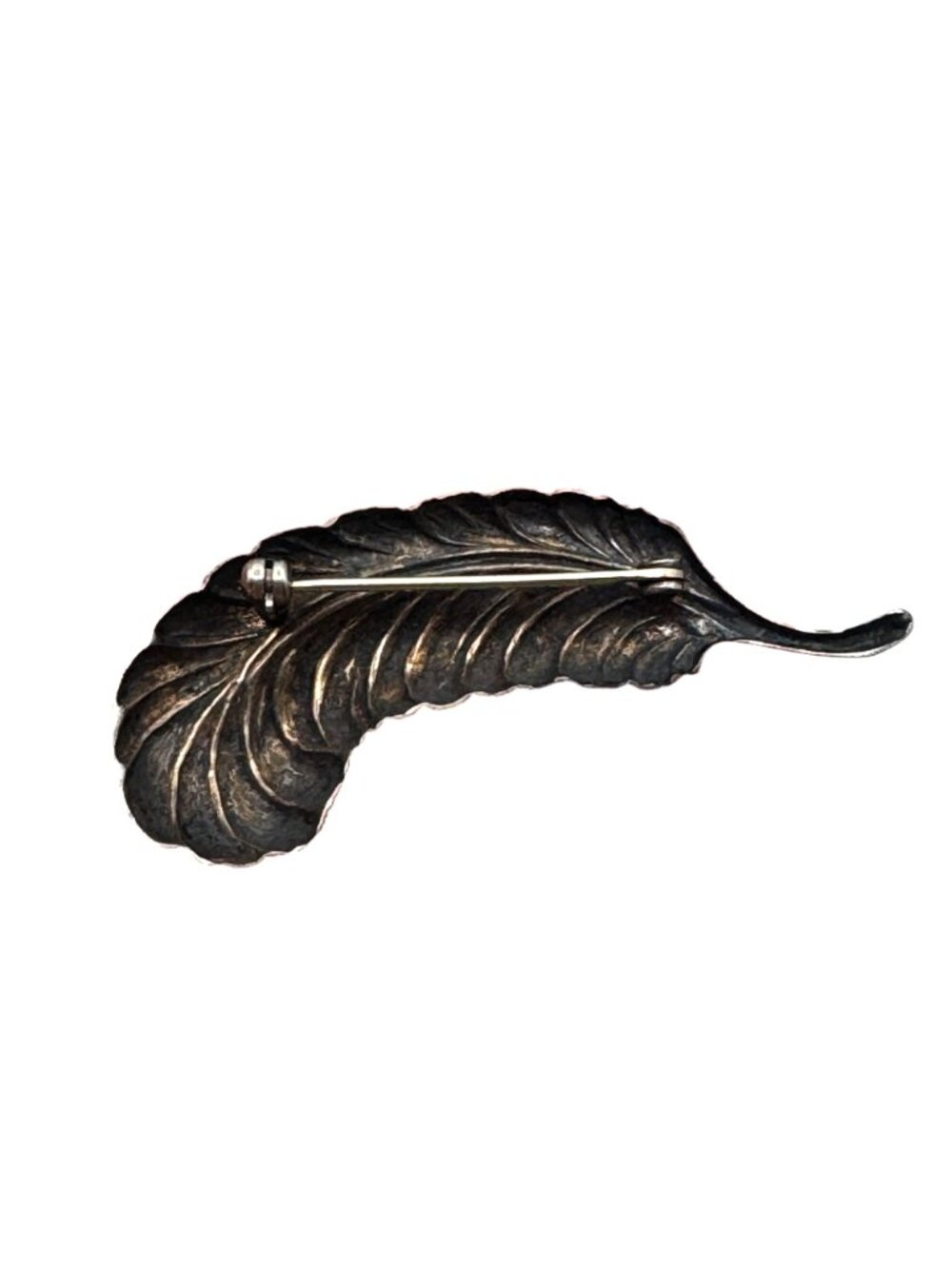 Vintage Sterling Brooch Ostrich Feather Quill 2.25" Hollywood Glam Writer Author - Picture 8 of 8